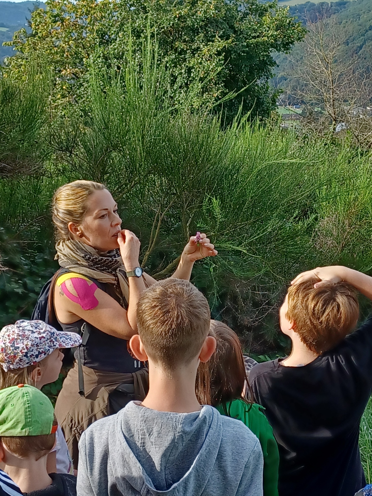 Einige Kinder bekommen etwas über Pflanzen erklärt (c) Bettina Weise Einige Kinder bekommen etwas über Pflanzen erklärt